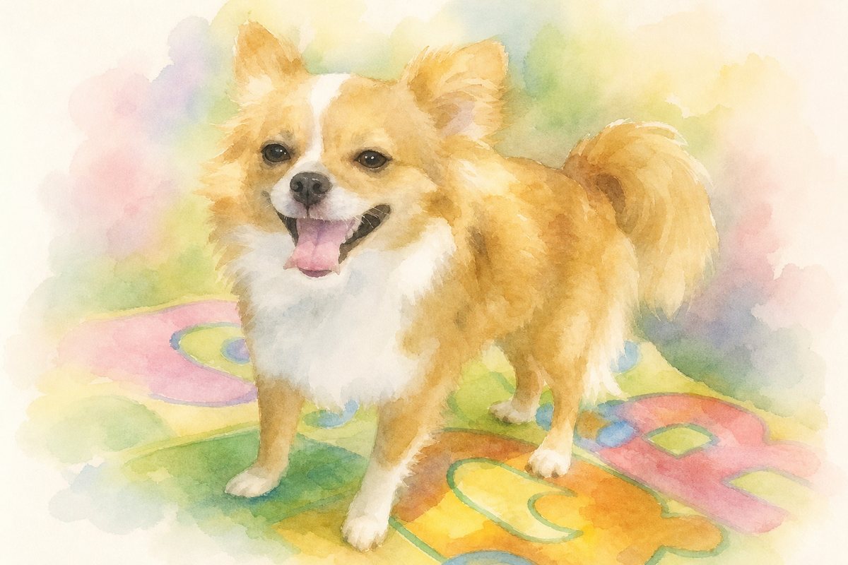 水彩風で描いたチワワのイラスト
