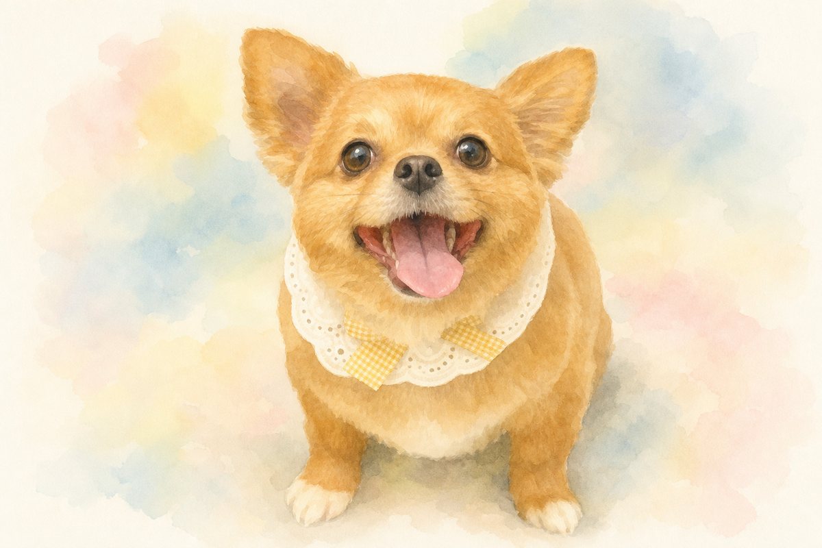 水彩風で描いたチワワのイラスト