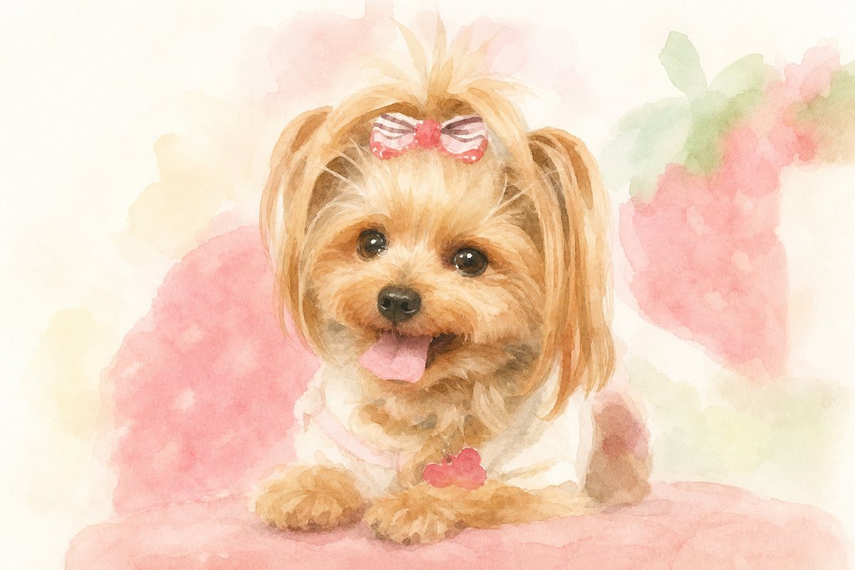 水彩風で描いたトイプードルのイラスト