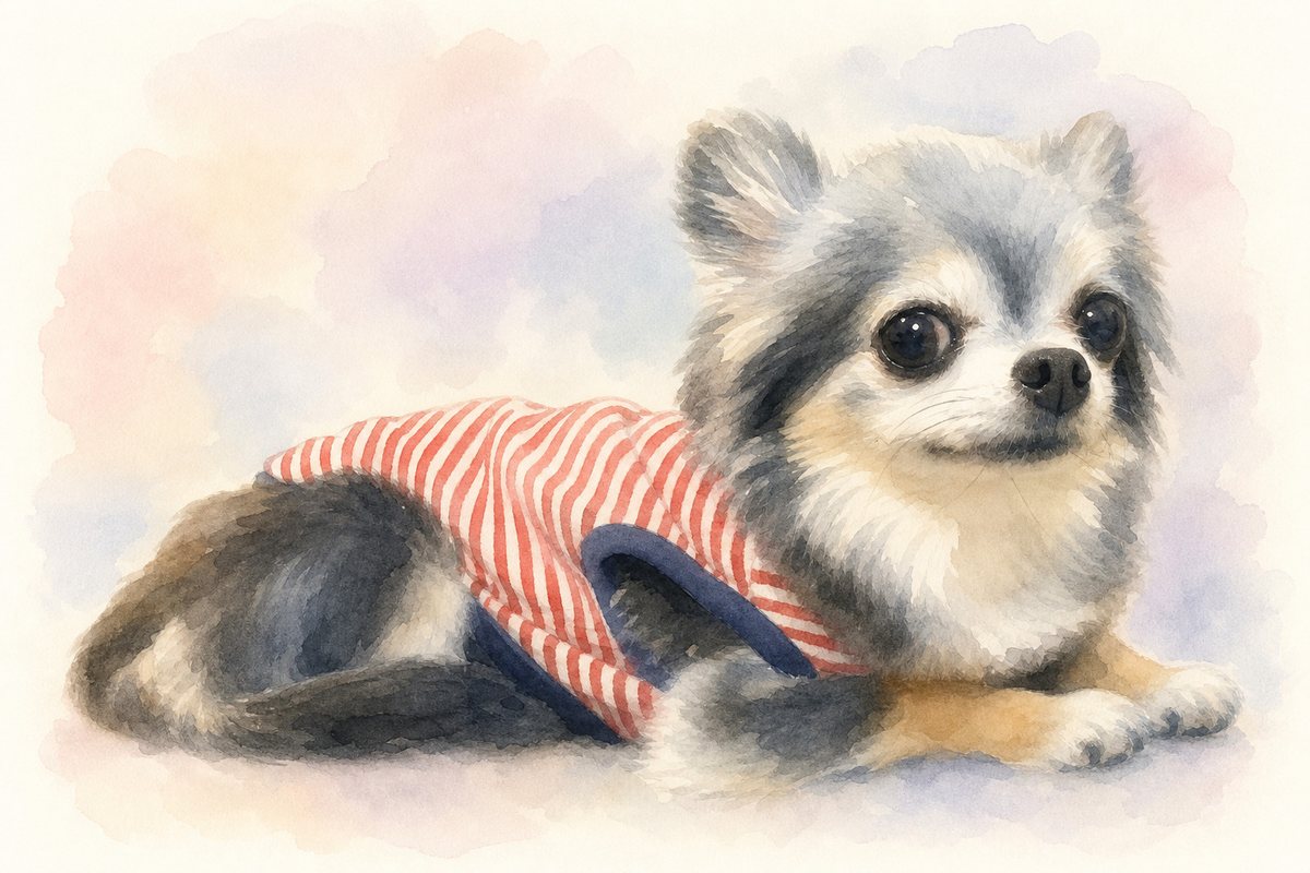 水彩風で描いたチワワのイラスト
