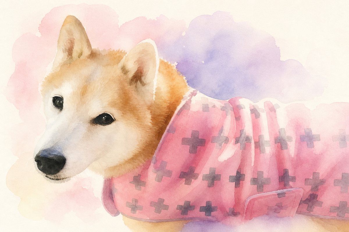 水彩風で描いた柴犬のイラスト