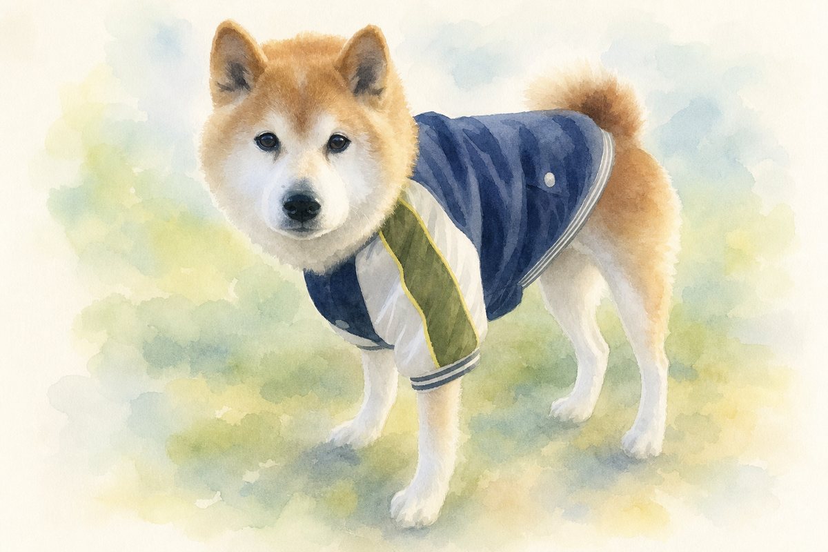 水彩風で描いた柴犬のイラスト