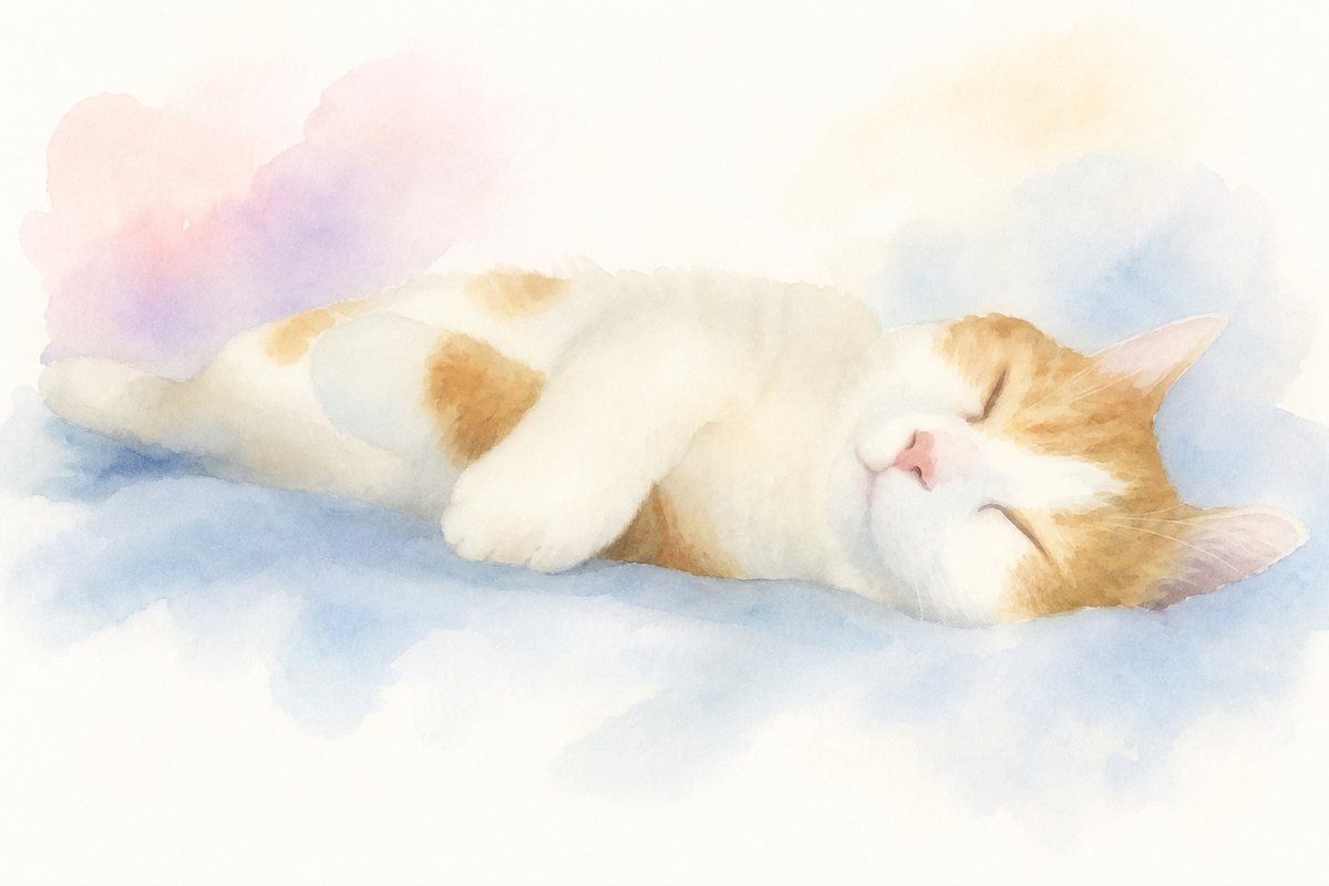 水彩風で描いた猫のイラスト