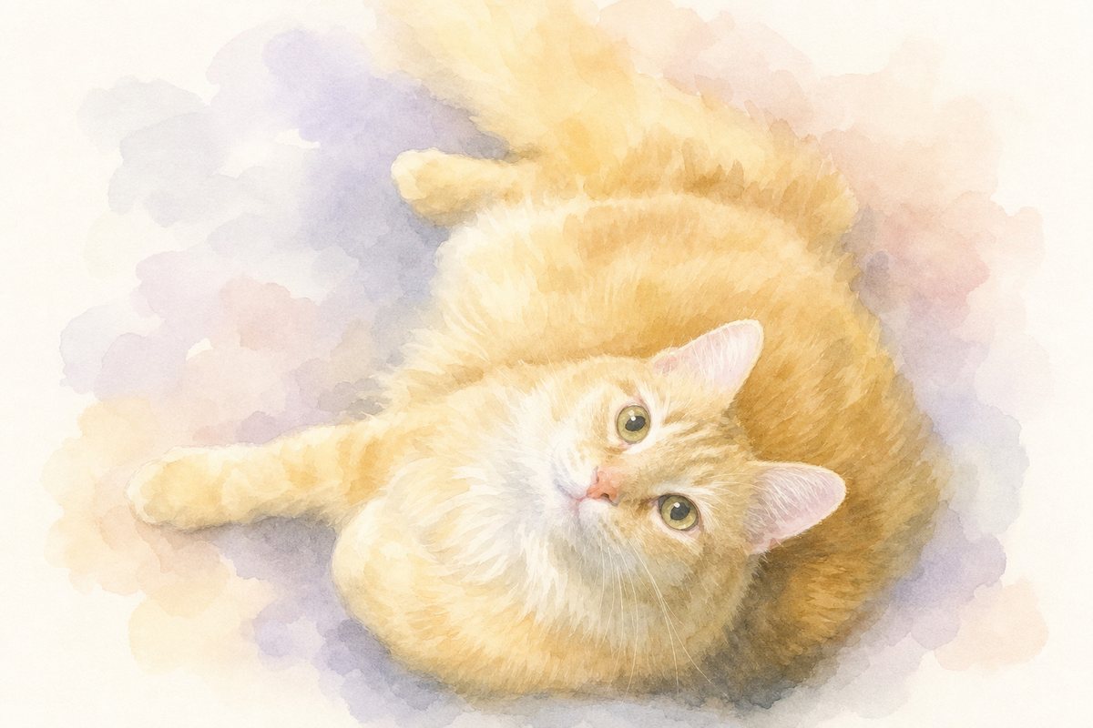 水彩風で描いた猫のイラスト