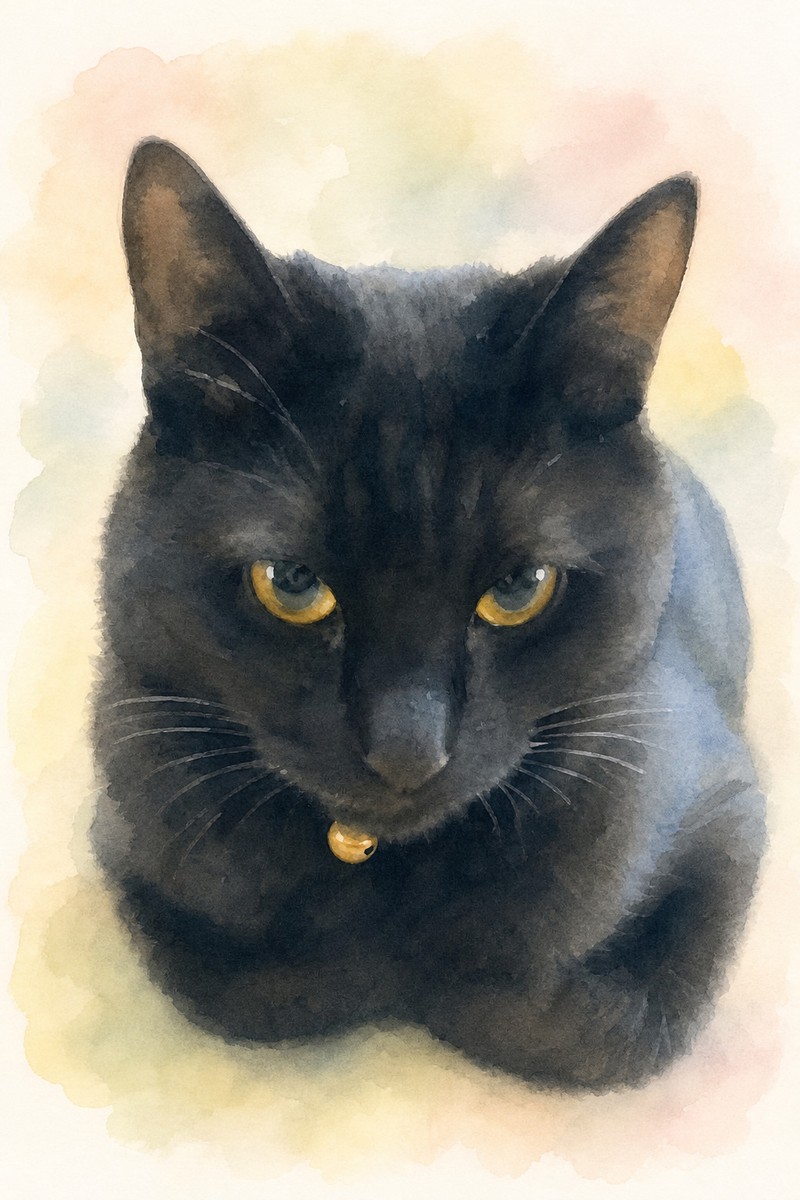 猫の水彩風イラスト作例3