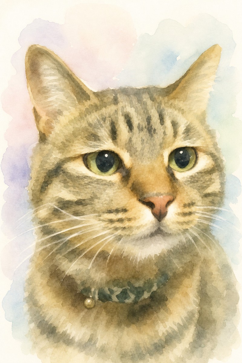 猫の水彩風イラスト作例12