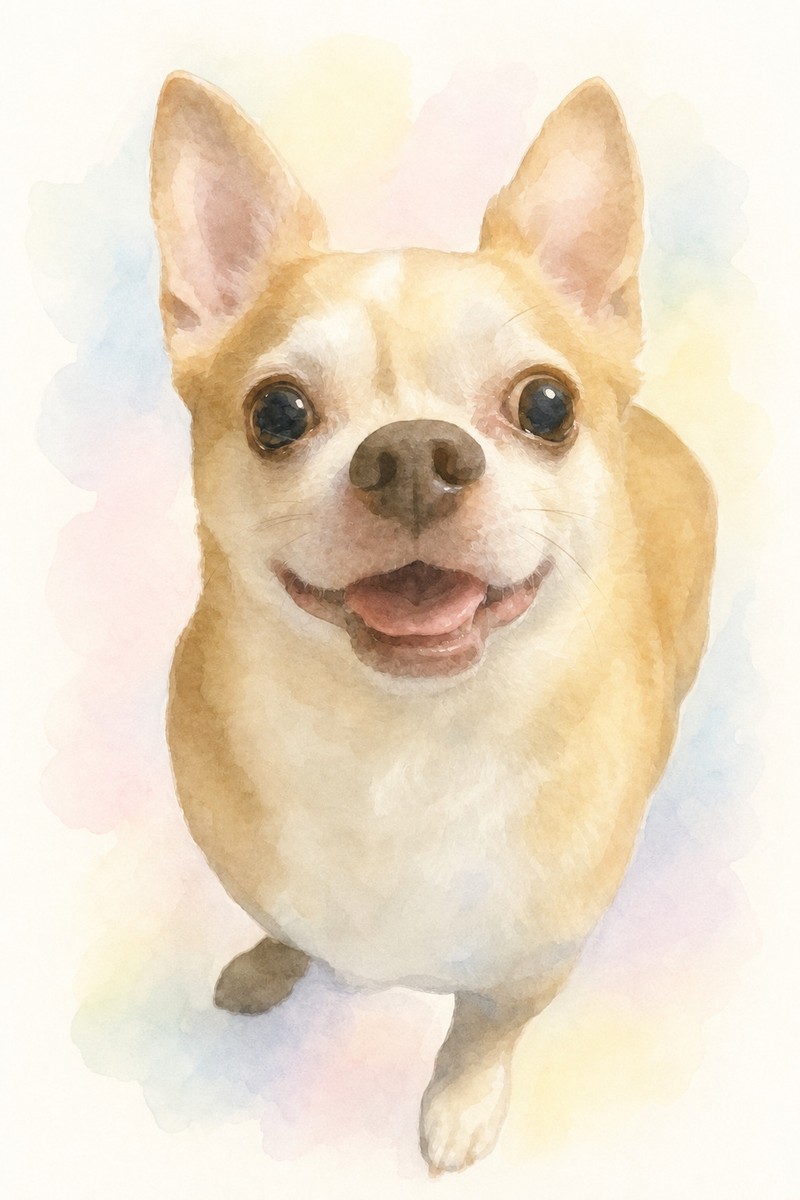 チワワの水彩風イラスト作例11