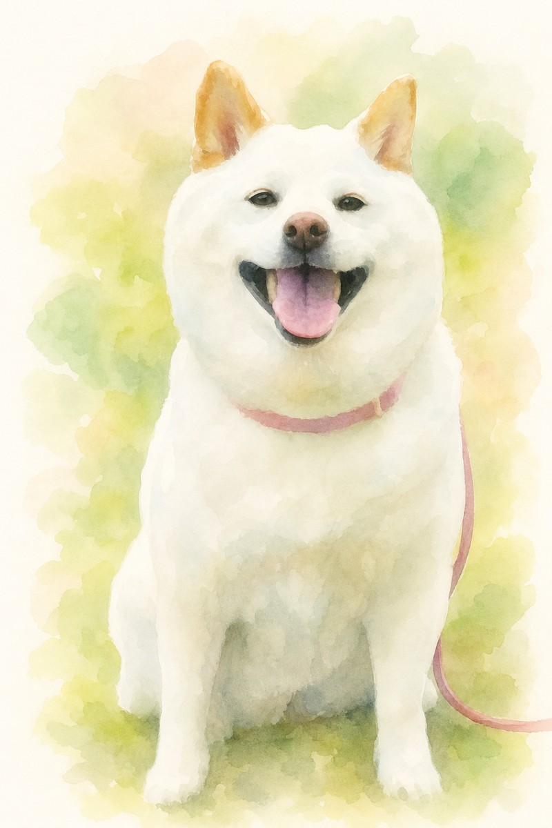 柴犬の水彩風イラスト作例3