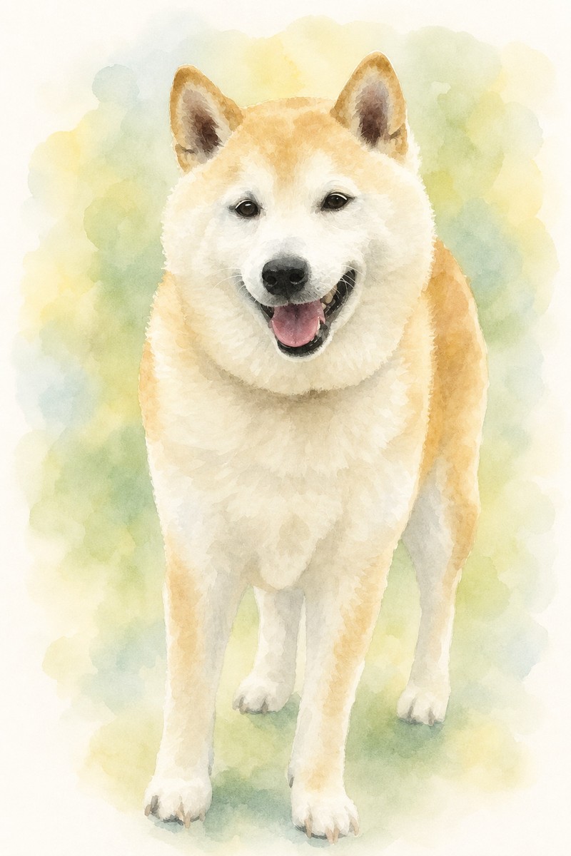 柴犬の水彩風イラスト作例5