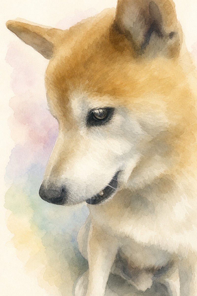 柴犬の水彩風イラスト作例12
