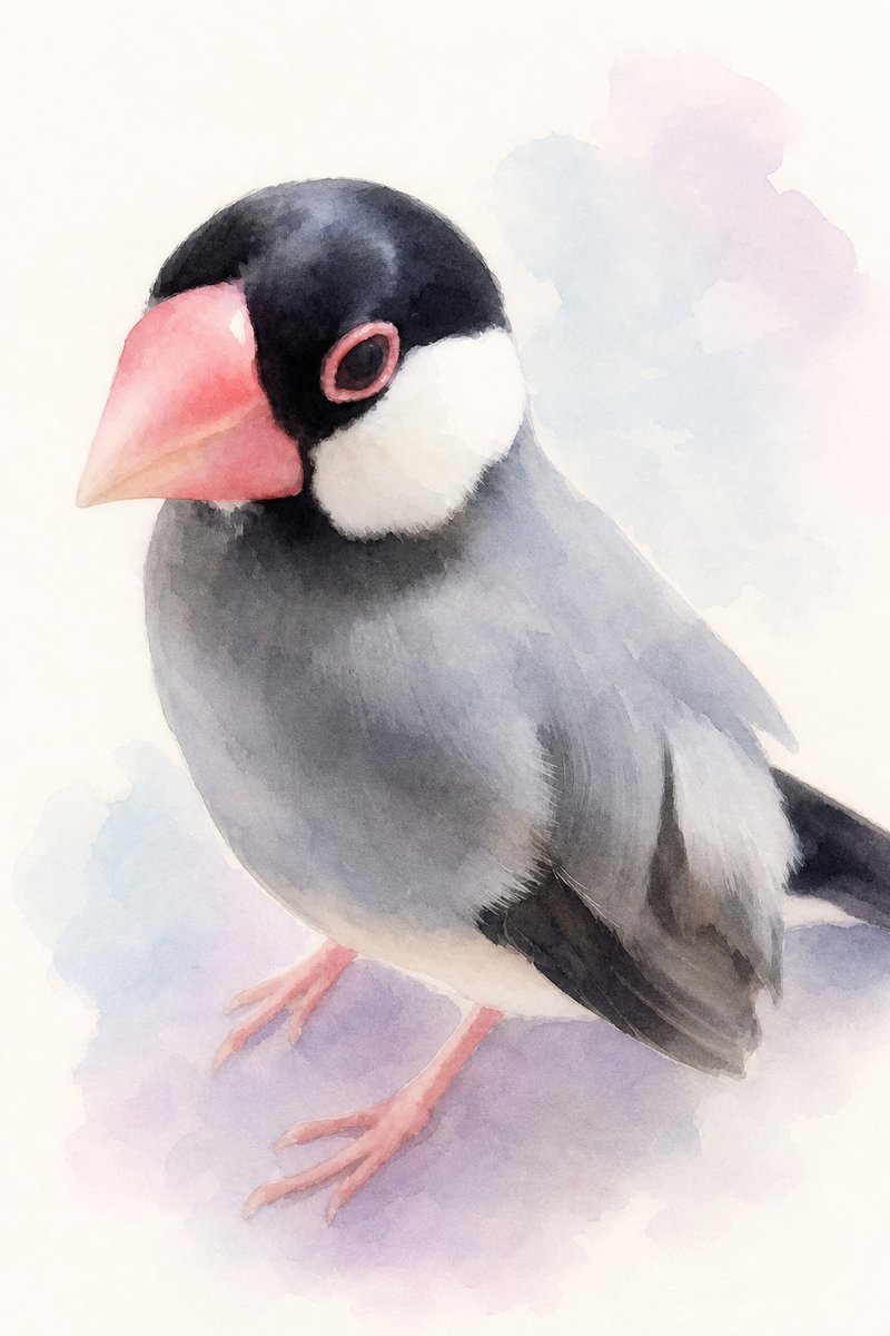 小鳥・小動物の水彩風イラスト作例3