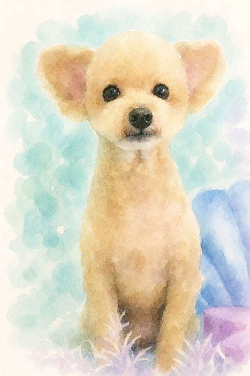 トイプードルの水彩風イラスト作例5