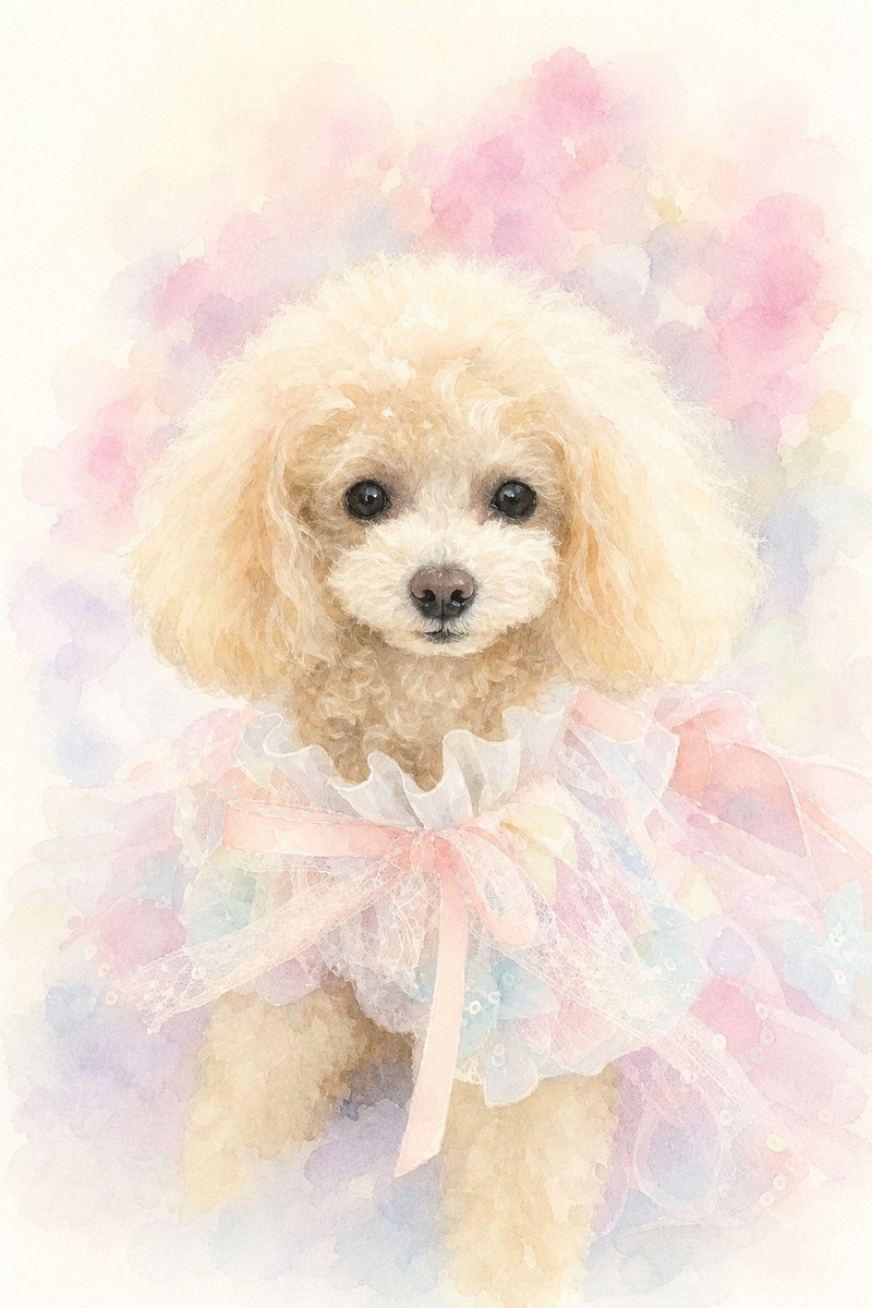 トイプードルの水彩風イラスト作例10